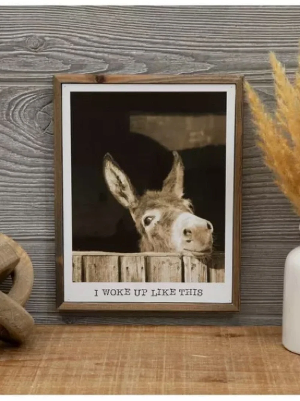 Donkey 'I Woke Up Like This' Framed Wall Art - start the day with some ass! - Picture 1 of 3